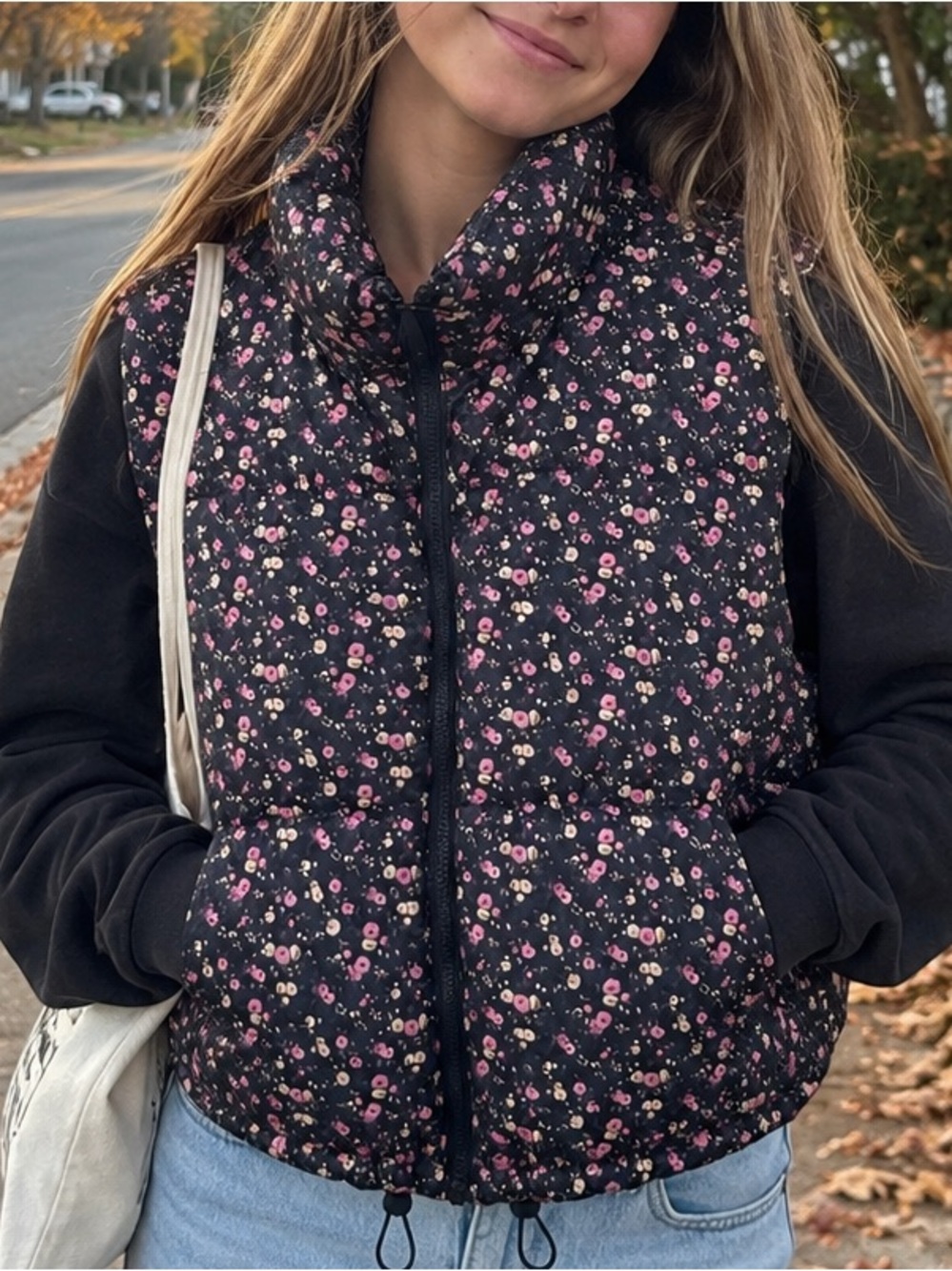 Aeropostale Remixed Down Floral Puffer Vest Women’s Medium